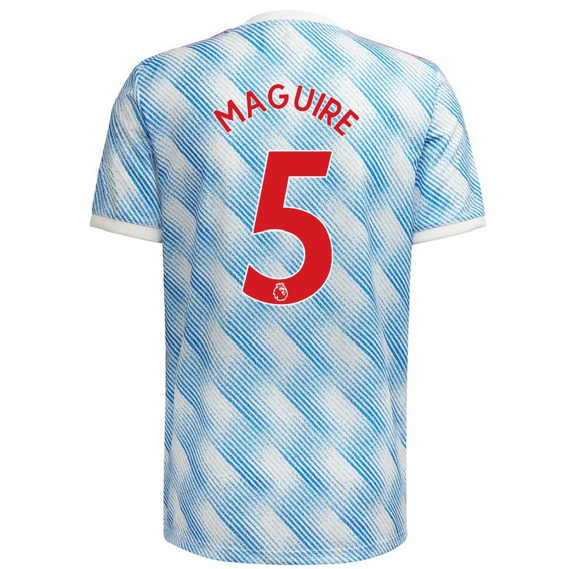 Kinder Fußball Harry Maguire #5 Blau Weiss Auswärtstrikot Trikot 2021/22 T-shirt