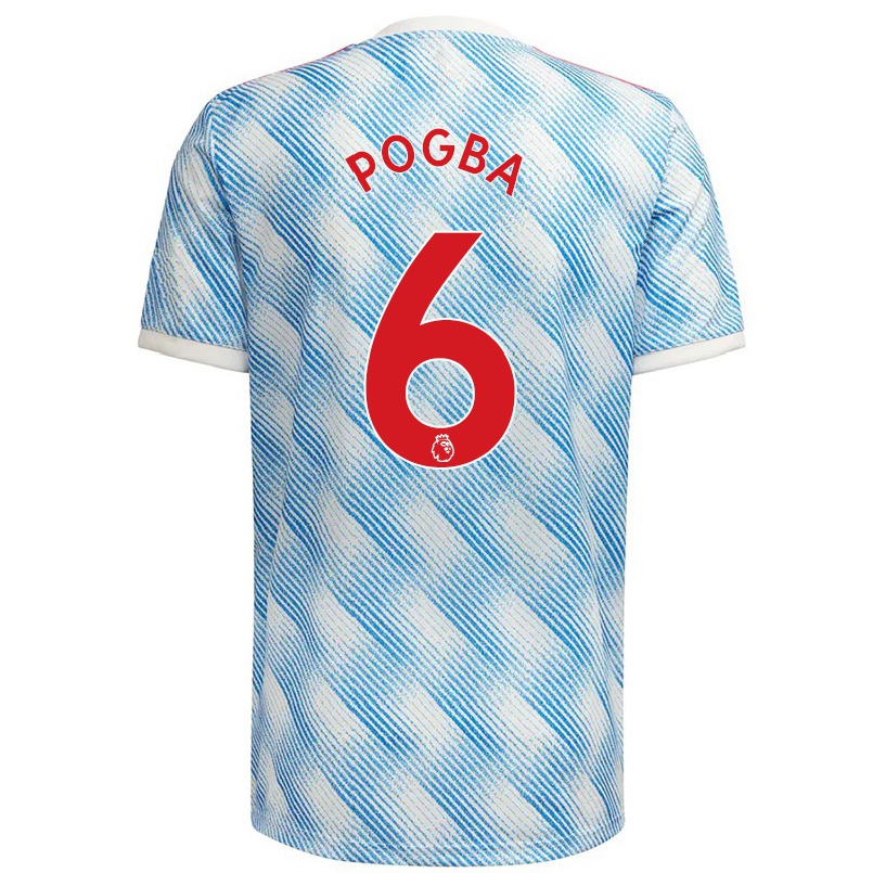 Kinder Fußball Paul Pogba #6 Blau Weiss Auswärtstrikot Trikot 2021/22 T-shirt