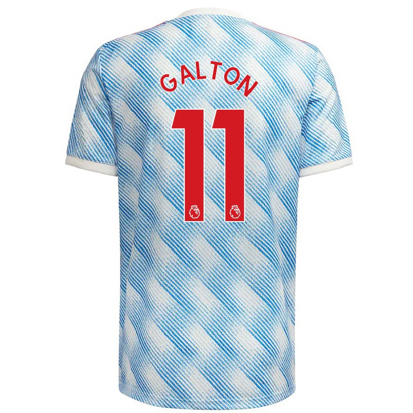 Kinder Fußball Leah Galton #11 Blau Weiss Auswärtstrikot Trikot 2021/22 T-shirt