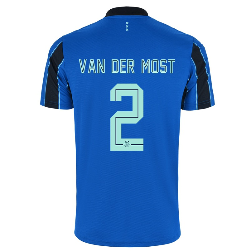Kinder Fußball Liza Van Der Most #2 Blau Schwarz Auswärtstrikot Trikot 2021/22 T-shirt