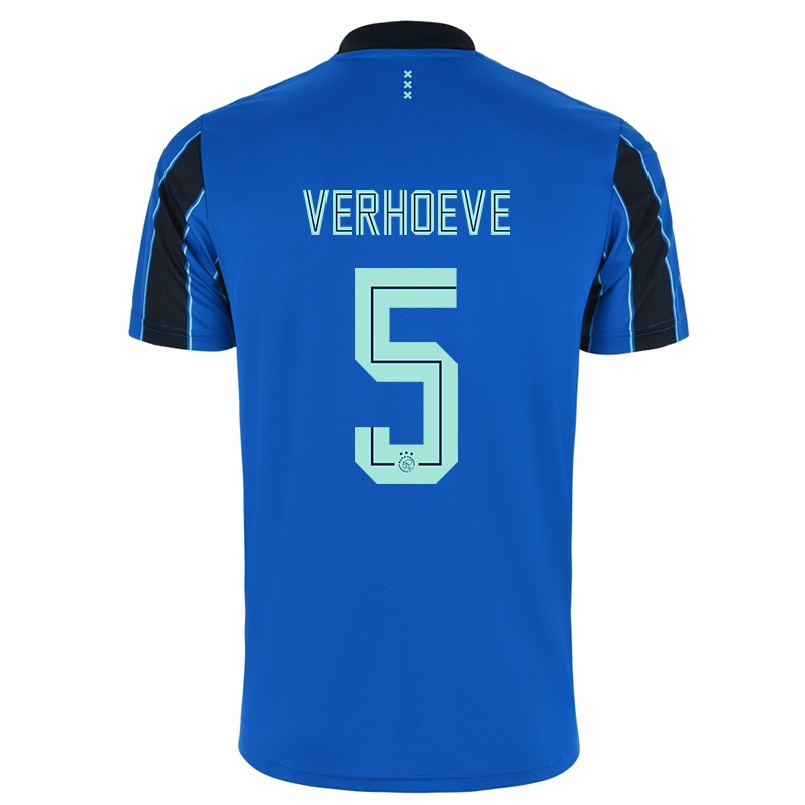 Kinder Fußball Soraya Verhoeve #5 Blau Schwarz Auswärtstrikot Trikot 2021/22 T-shirt