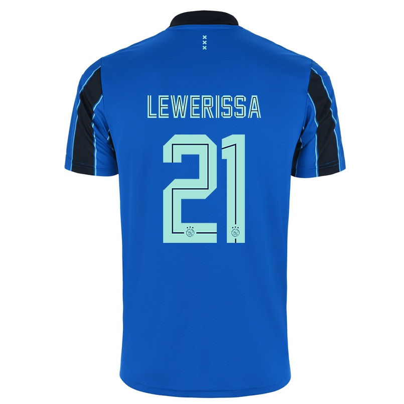 Kinder Fußball Vanity Lewerissa #21 Blau Schwarz Auswärtstrikot Trikot 2021/22 T-shirt
