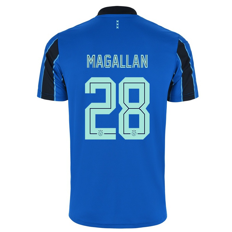 Kinder Fußball Lisandro Magallan #28 Blau Schwarz Auswärtstrikot Trikot 2021/22 T-Shirt