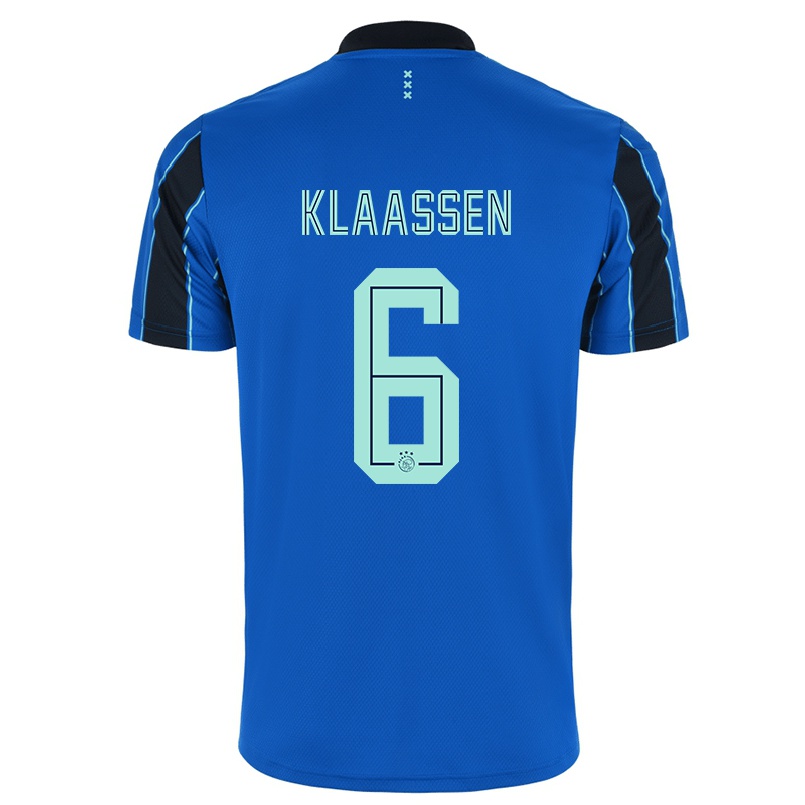 Kinder Fußball Davy Klaassen #6 Blau Schwarz Auswärtstrikot Trikot 2021/22 T-shirt