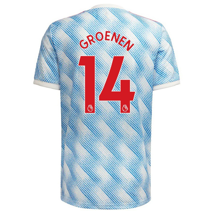 Kinder Fußball Jackie Groenen #14 Blau Weiss Auswärtstrikot Trikot 2021/22 T-shirt