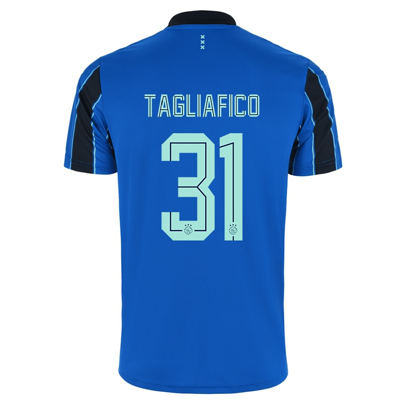 Kinder Fußball Nicolas Tagliafico #31 Blau Schwarz Auswärtstrikot Trikot 2021/22 T-shirt