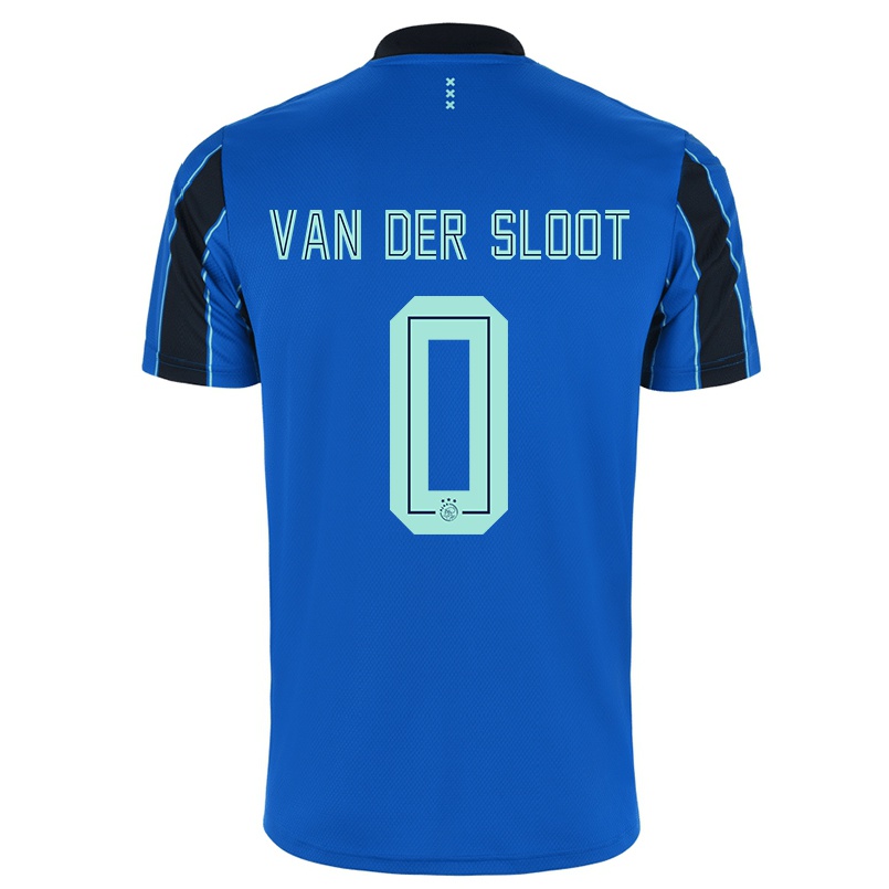 Kinder Fußball Steven van der Sloot #0 Blau Schwarz Auswärtstrikot Trikot 2021/22 T-Shirt