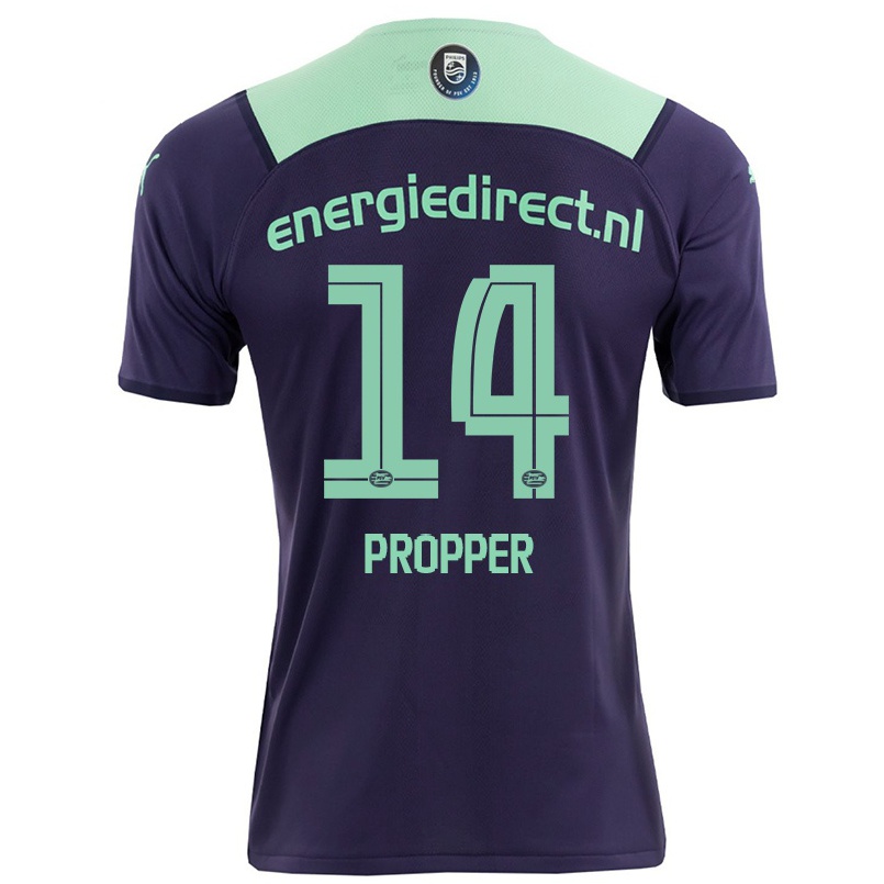 Kinder Fußball Davy Propper #14 Dunkelviolett Auswärtstrikot Trikot 2021/22 T-shirt