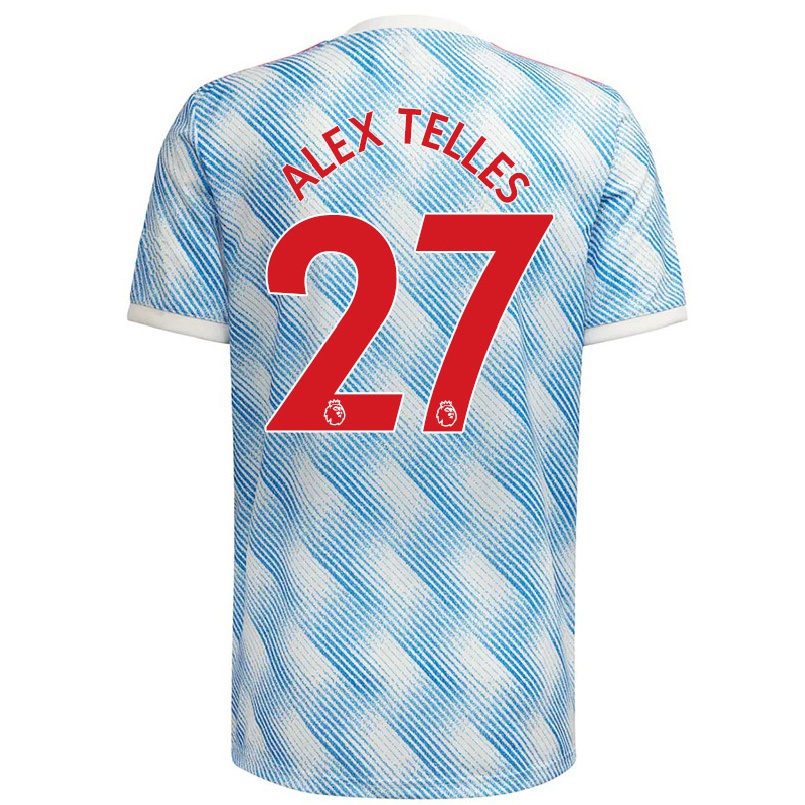 Kinder Fußball Alex Telles #27 Blau Weiss Auswärtstrikot Trikot 2021/22 T-shirt