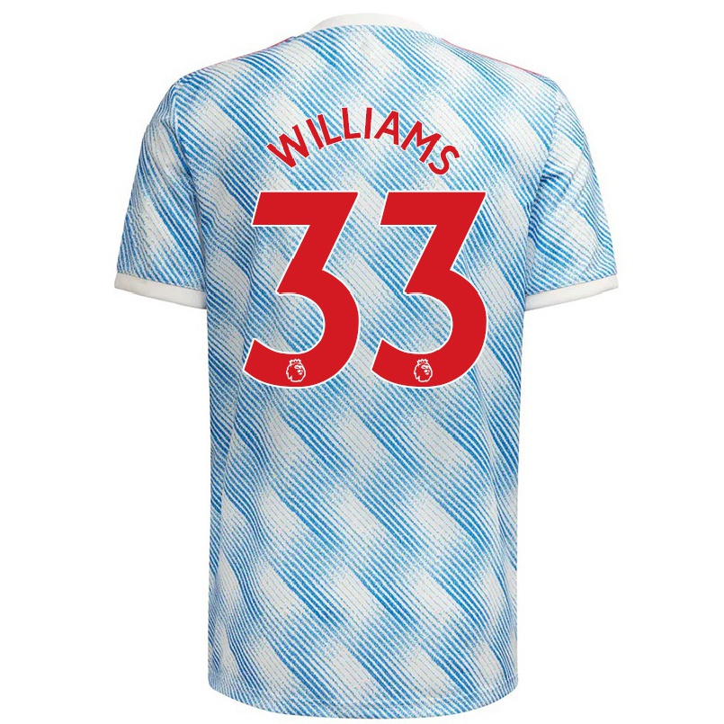 Kinder Fußball Brandon Williams #33 Blau Weiss Auswärtstrikot Trikot 2021/22 T-shirt
