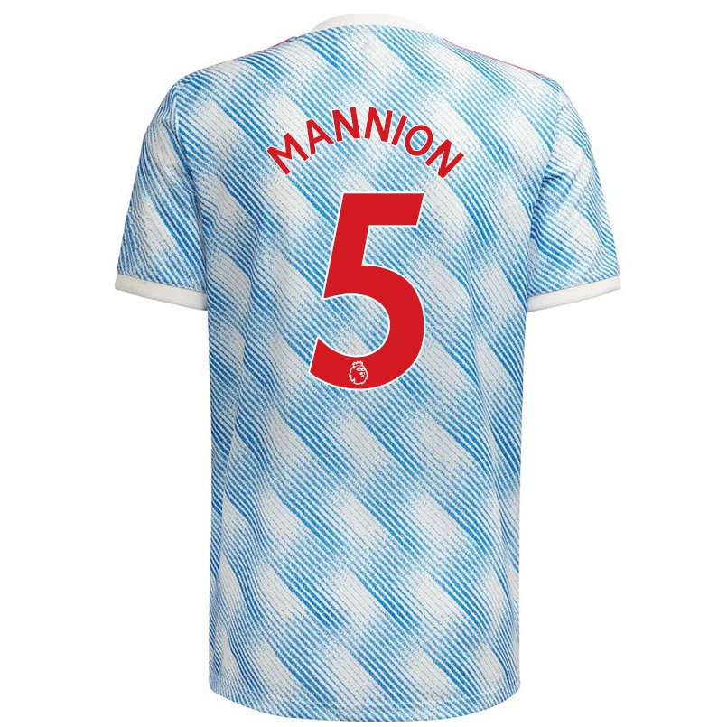 Kinder Fußball Aoife Mannion #5 Blau Weiss Auswärtstrikot Trikot 2021/22 T-shirt