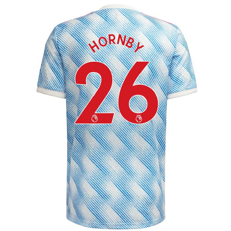 Kinder Fußball Megan Hornby #26 Blau Weiss Auswärtstrikot Trikot 2021/22 T-shirt