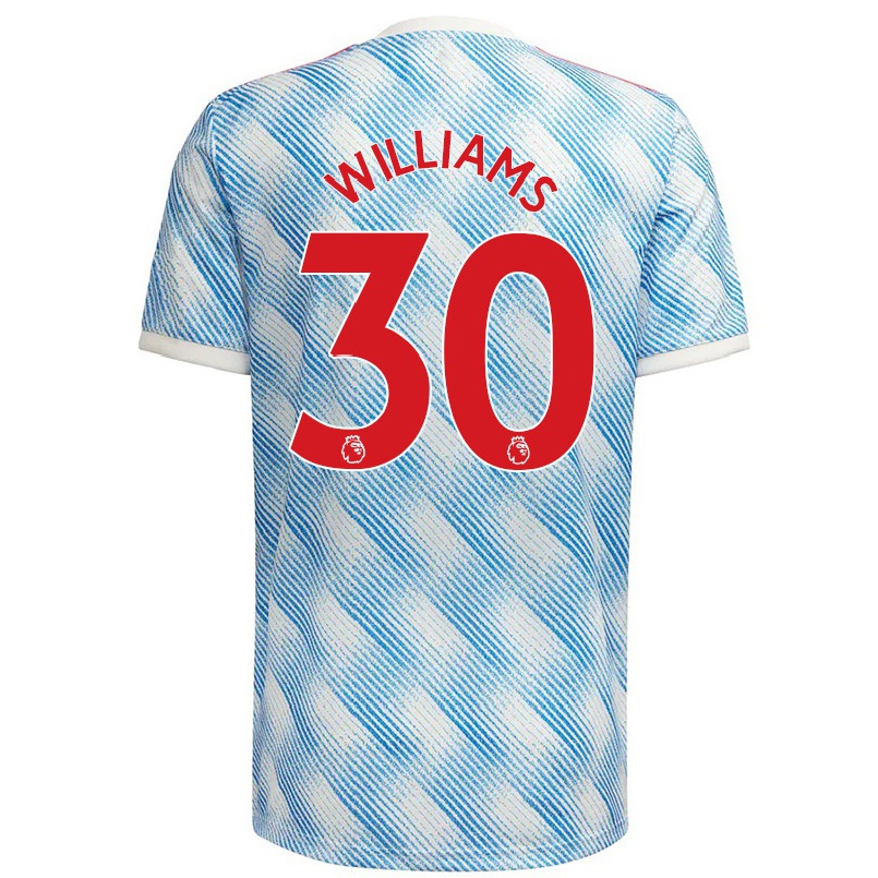 Kinder Fußball Chloe Williams #30 Blau Weiss Auswärtstrikot Trikot 2021/22 T-shirt