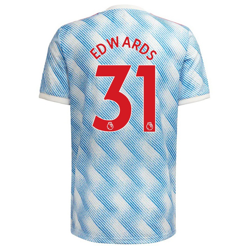 Kinder Fußball Maria Edwards #31 Blau Weiss Auswärtstrikot Trikot 2021/22 T-shirt