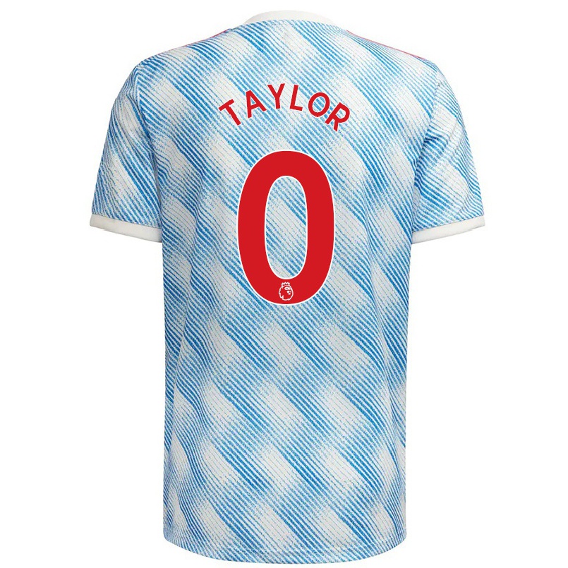 Kinder Fußball Emma Taylor #0 Blau Weiss Auswärtstrikot Trikot 2021/22 T-shirt