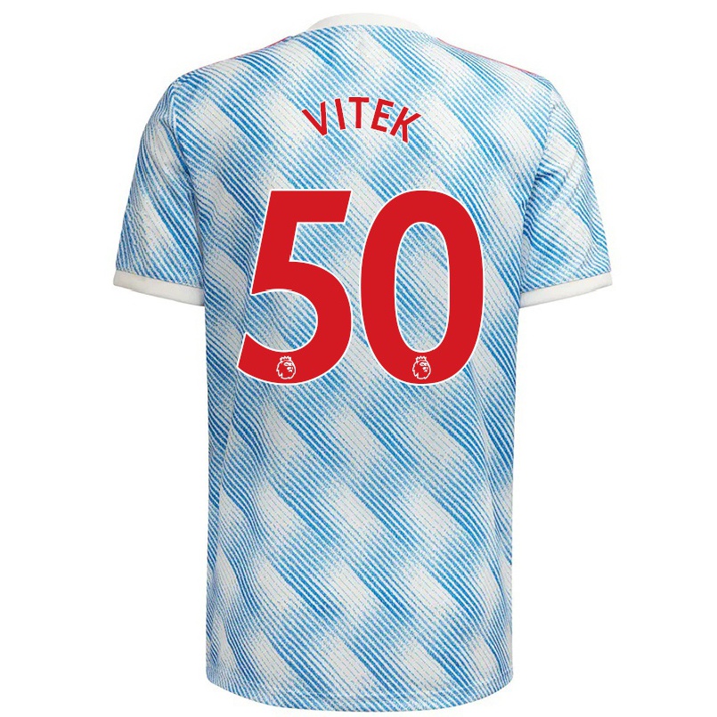 Kinder Fußball Radek Vitek #50 Blau Weiss Auswärtstrikot Trikot 2021/22 T-shirt
