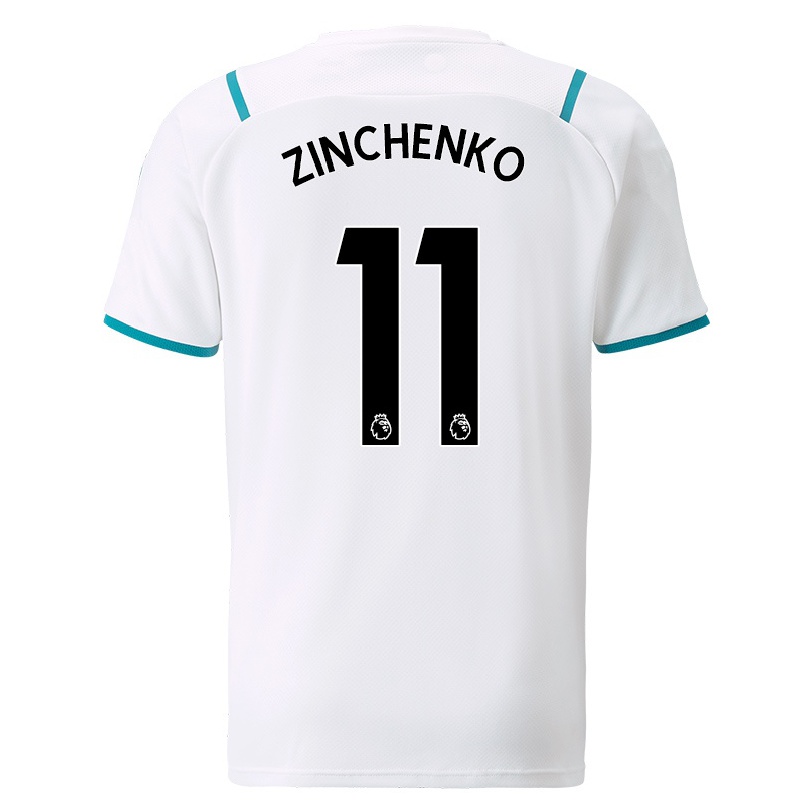 Kinder Fußball Oleksandr Zinchenko #11 Weiß Auswärtstrikot Trikot 2021/22 T-shirt