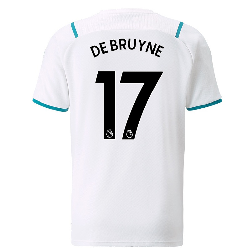 Kinder Fußball Kevin De Bruyne #17 Weiß Auswärtstrikot Trikot 2021/22 T-shirt