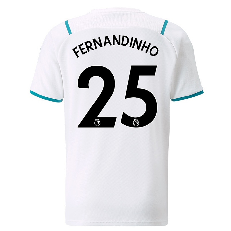 Kinder Fußball Fernandinho #25 Weiß Auswärtstrikot Trikot 2021/22 T-shirt