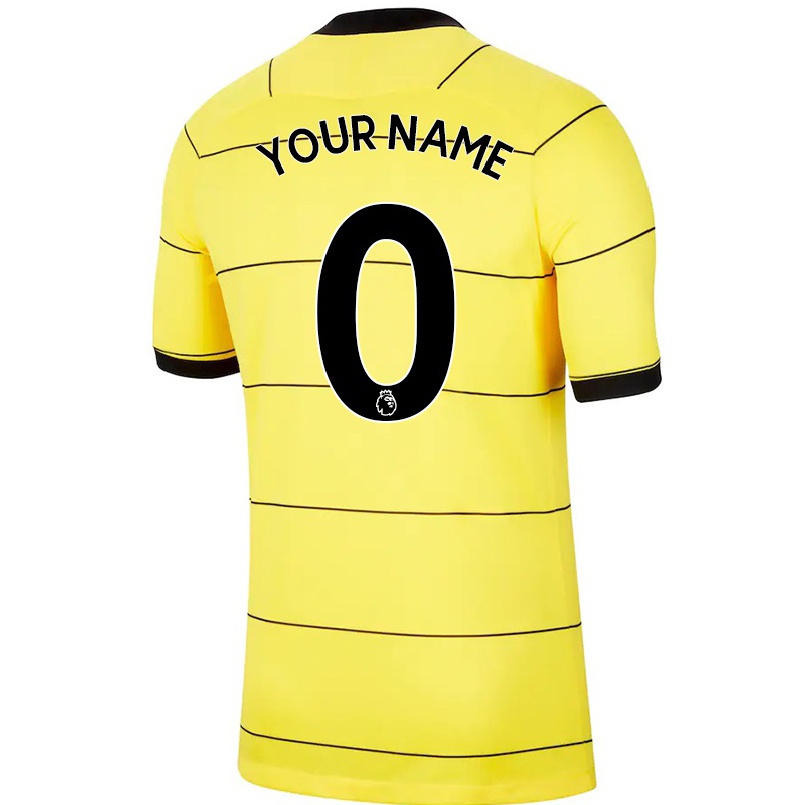 Kinder Fußball Dein Name #0 Gelb Auswärtstrikot Trikot 2021/22 T-shirt