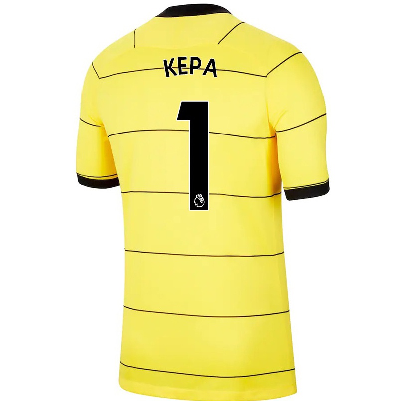 Kinder Fußball Kepa Arrizabalaga #1 Gelb Auswärtstrikot Trikot 2021/22 T-shirt