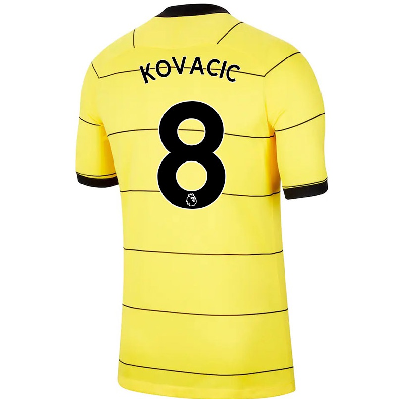 Kinder Fußball Mateo Kovacic #8 Gelb Auswärtstrikot Trikot 2021/22 T-shirt