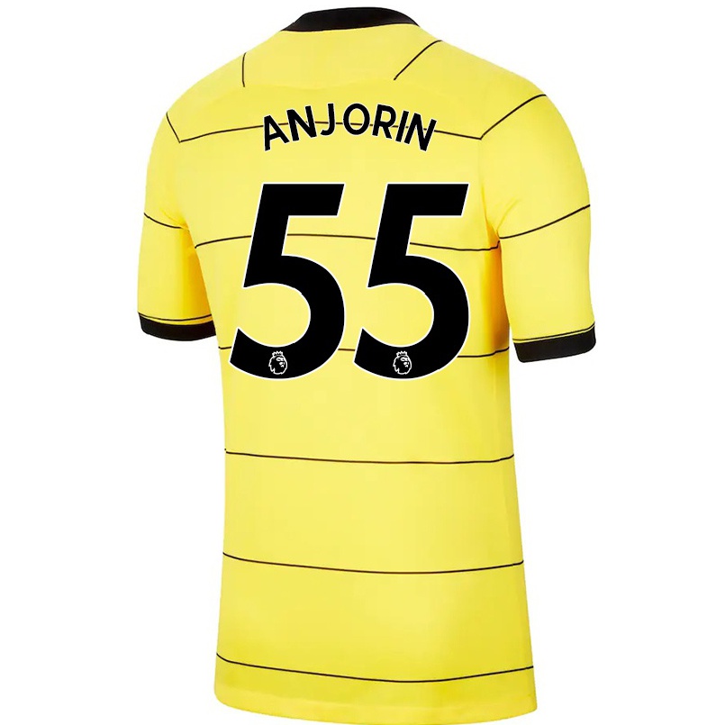 Kinder Fußball Tino Anjorin #55 Gelb Auswärtstrikot Trikot 2021/22 T-shirt