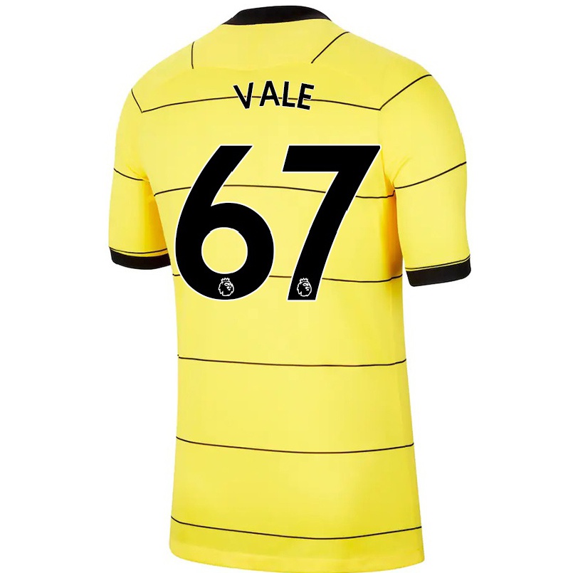 Kinder Fußball Harvey Vale #67 Gelb Auswärtstrikot Trikot 2021/22 T-shirt