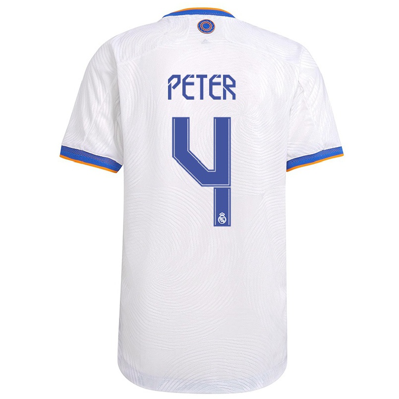 Kinder Fußball Babett Peter #4 Weiß Heimtrikot Trikot 2021/22 T-shirt