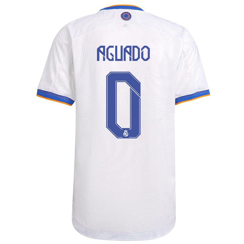 Kinder Fußball Lorenzo Aguado #0 Weiß Heimtrikot Trikot 2021/22 T-shirt