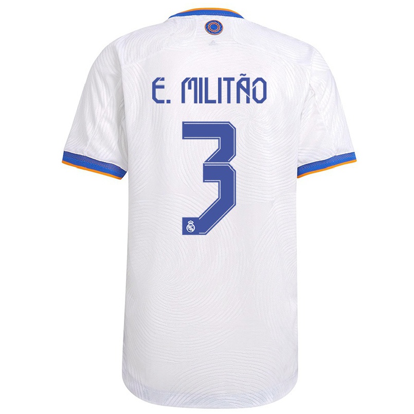 Kinder Fußball Eder Militao #3 Weiß Heimtrikot Trikot 2021/22 T-shirt