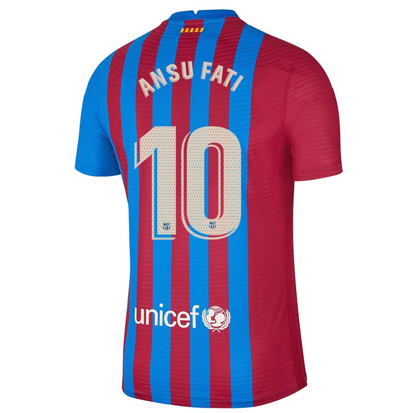 Kinder Fußball Ansu Fati #10 Kastanienbraun Heimtrikot Trikot 2021/22 T-Shirt