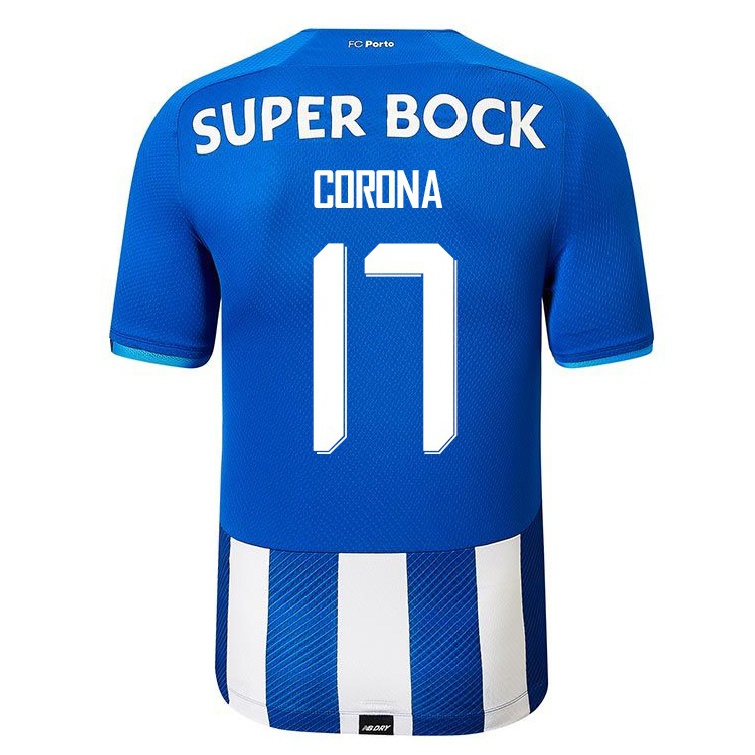 Kinder Fußball Jesus Corona #17 Königsblau Heimtrikot Trikot 2021/22 T-shirt