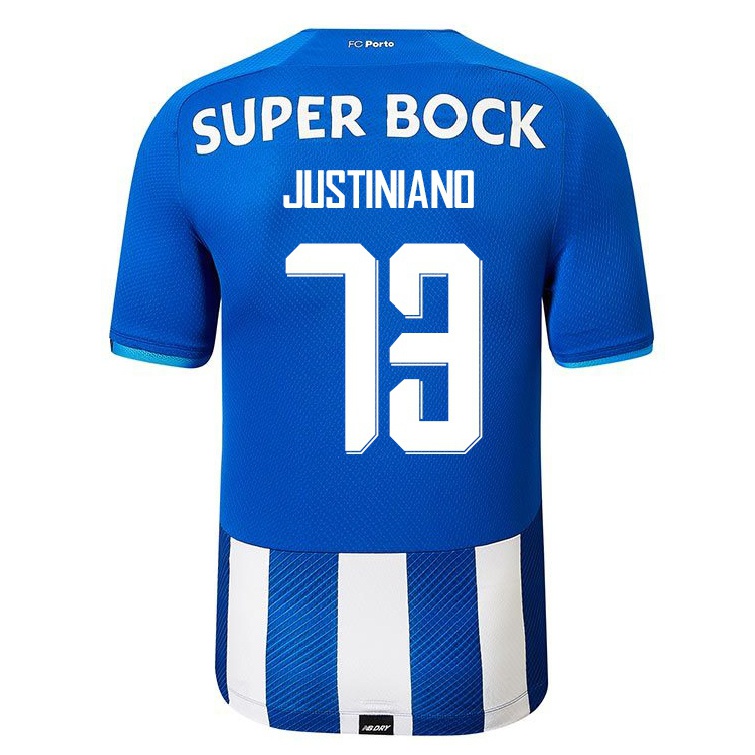 Kinder Fußball Pedro Justiniano #73 Königsblau Heimtrikot Trikot 2021/22 T-shirt