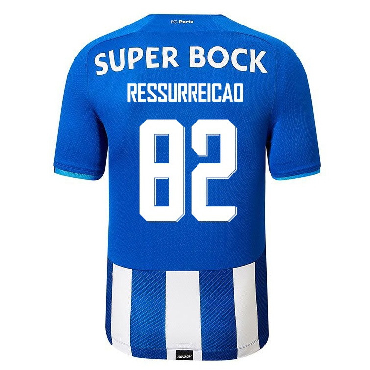 Kinder Fußball Diogo Ressurreicao #82 Königsblau Heimtrikot Trikot 2021/22 T-shirt