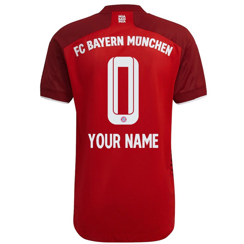 Kinder Fußball Dein Name #0 Dunkelrot Heimtrikot Trikot 2021/22 T-shirt