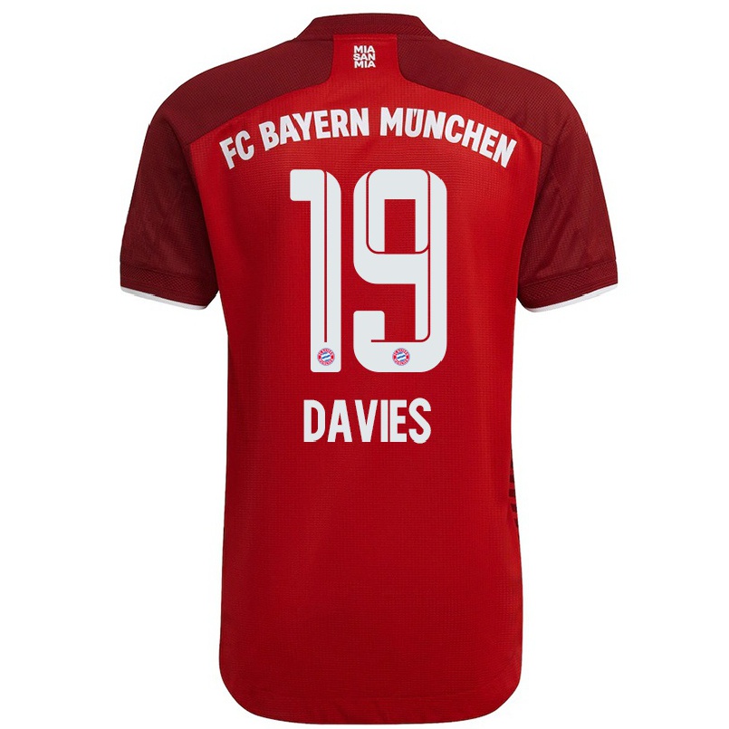 Kinder Fußball Alphonso Davies #19 Dunkelrot Heimtrikot Trikot 2021/22 T-shirt