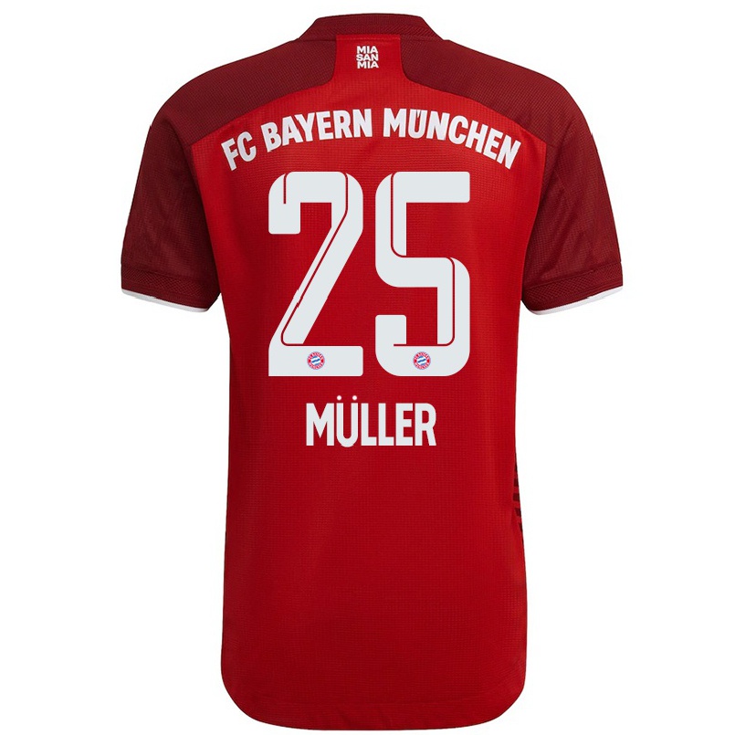Kinder Fußball Thomas Muller #25 Dunkelrot Heimtrikot Trikot 2021/22 T-shirt
