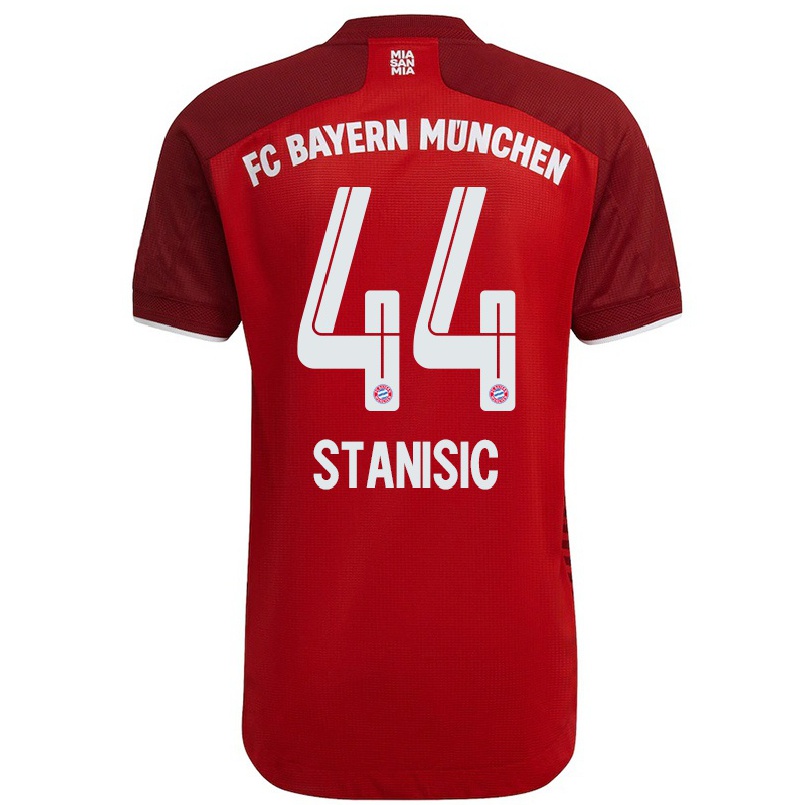 Kinder Fußball Josip Stanisic #44 Dunkelrot Heimtrikot Trikot 2021/22 T-shirt