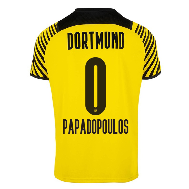 Kinder Fußball Antonios Papadopoulos #0 Gelb Heimtrikot Trikot 2021/22 T-Shirt