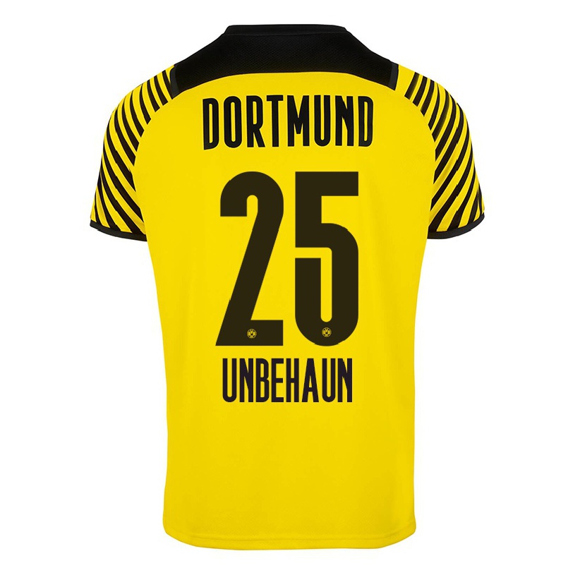 Kinder Fußball Luca Unbehaun #25 Gelb Heimtrikot Trikot 2021/22 T-Shirt
