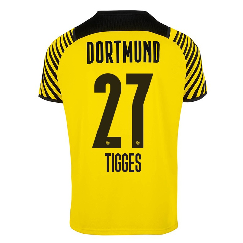 Kinder Fußball Steffen Tigges #27 Gelb Heimtrikot Trikot 2021/22 T-shirt