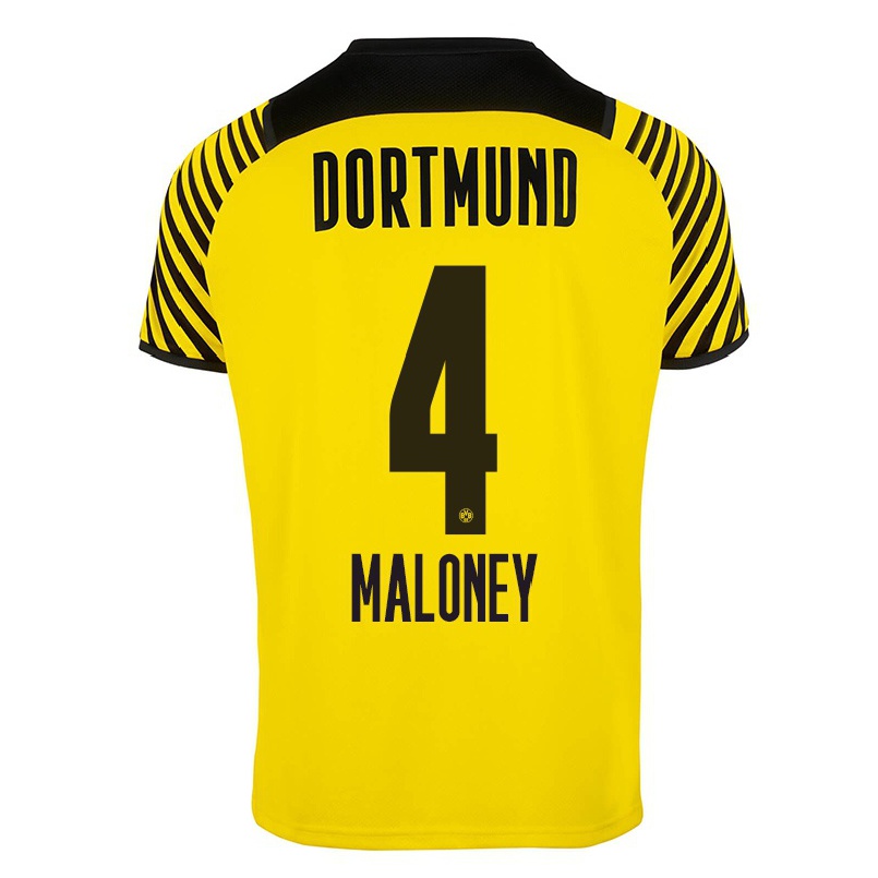 Kinder Fußball Lennard Maloney #4 Gelb Heimtrikot Trikot 2021/22 T-shirt
