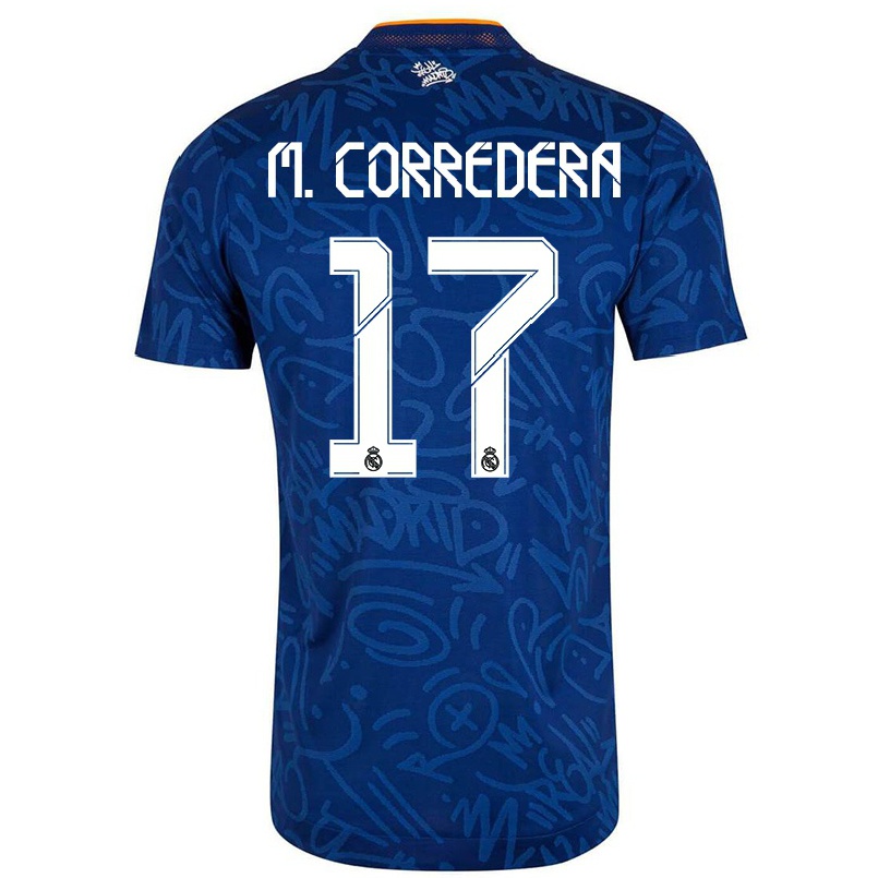 Kinder Fußball Marta Corredera #17 Dunkelblau Auswärtstrikot Trikot 2021/22 T-shirt