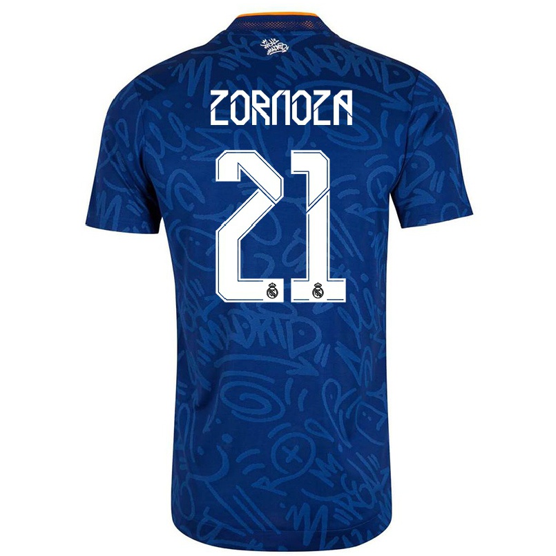 Kinder Fußball Claudia Zornoza #21 Dunkelblau Auswärtstrikot Trikot 2021/22 T-shirt