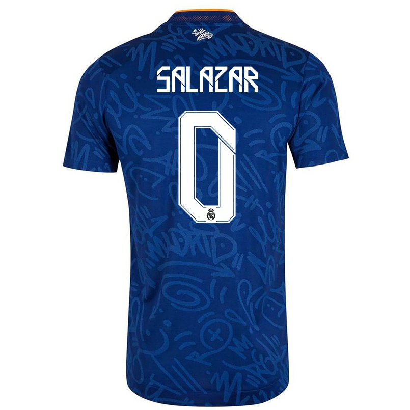 Kinder Fußball Isra Salazar #0 Dunkelblau Auswärtstrikot Trikot 2021/22 T-shirt