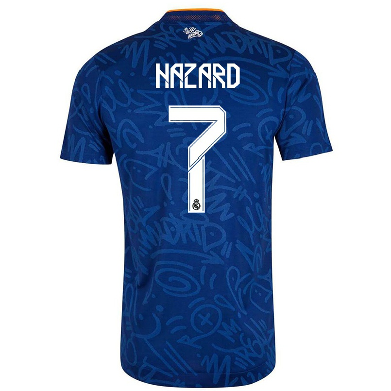 Kinder Fußball Eden Hazard #7 Dunkelblau Auswärtstrikot Trikot 2021/22 T-shirt