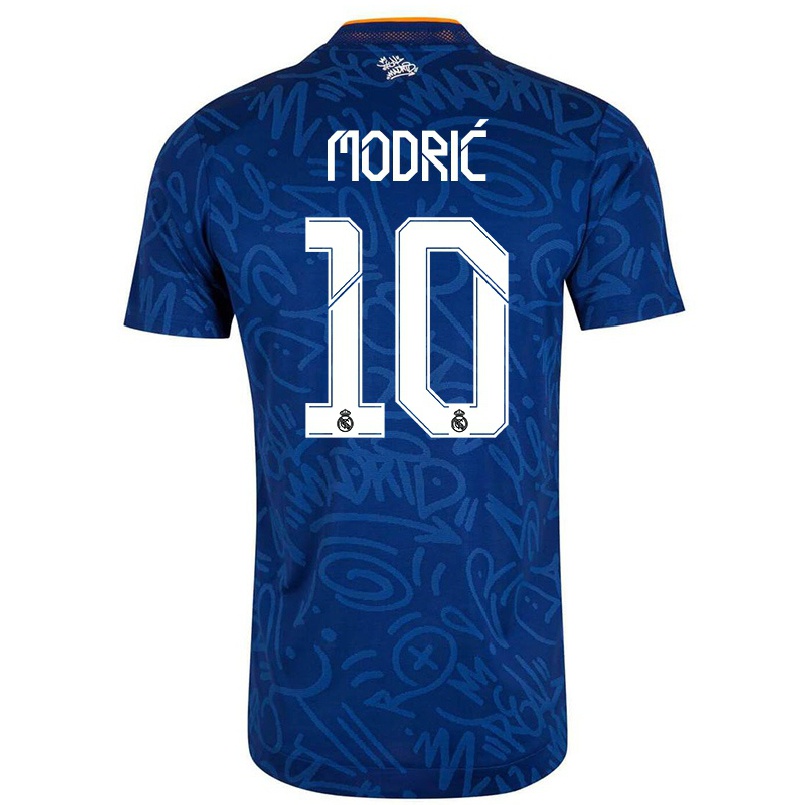 Kinder Fußball Luka Modric #10 Dunkelblau Auswärtstrikot Trikot 2021/22 T-shirt