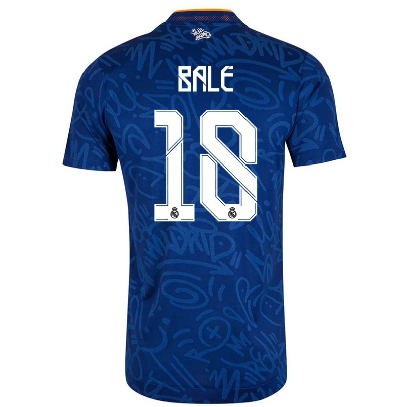Kinder Fußball Gareth Bale #18 Dunkelblau Auswärtstrikot Trikot 2021/22 T-Shirt