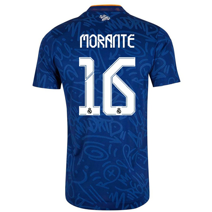 Kinder Fußball Ivan Morante #16 Dunkelblau Auswärtstrikot Trikot 2021/22 T-shirt